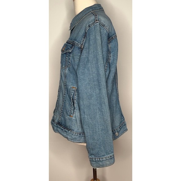 Levi's denim Trucker jacket medium wash button up red tag women's pockets 3X - Picture 5 of 14